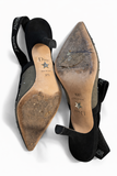 CHRISTIAN DIOR J'Adior Slingback Heels Crystals Black Size 37 1/2 ladies