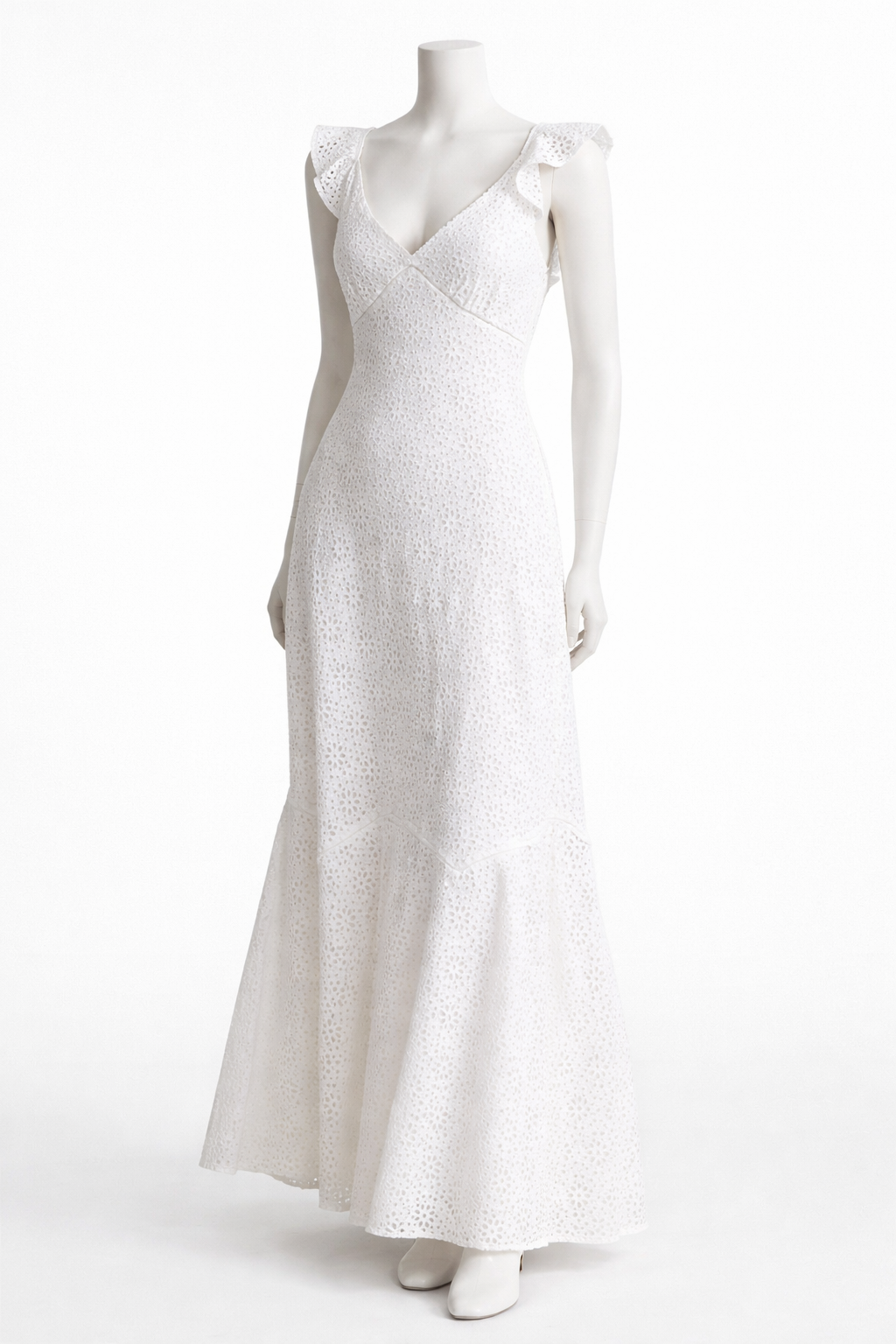 Polo Ralph Lauren White Broderie-Anglaise Linen Maxi Dress Size US 6 UK 10 ladies