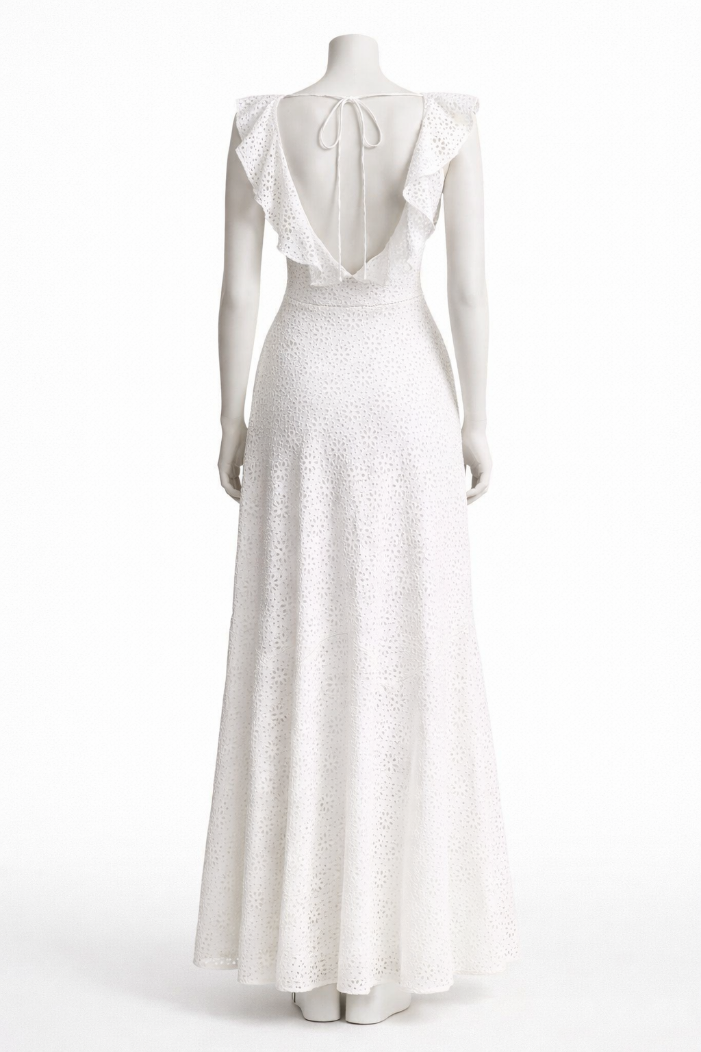 Polo Ralph Lauren White Broderie-Anglaise Linen Maxi Dress Size US 6 UK 10 ladies
