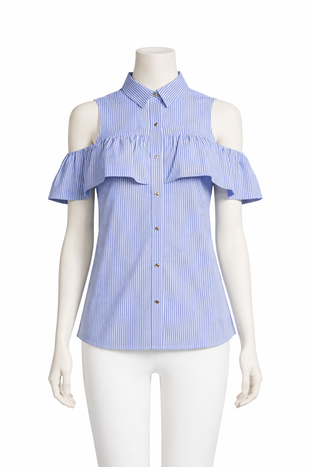 Michael Kors Pinstripe Cold Shoulder Shirts Top Size XS ladies