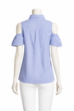 Michael Kors Pinstripe Cold Shoulder Shirts Top Size XS ladies