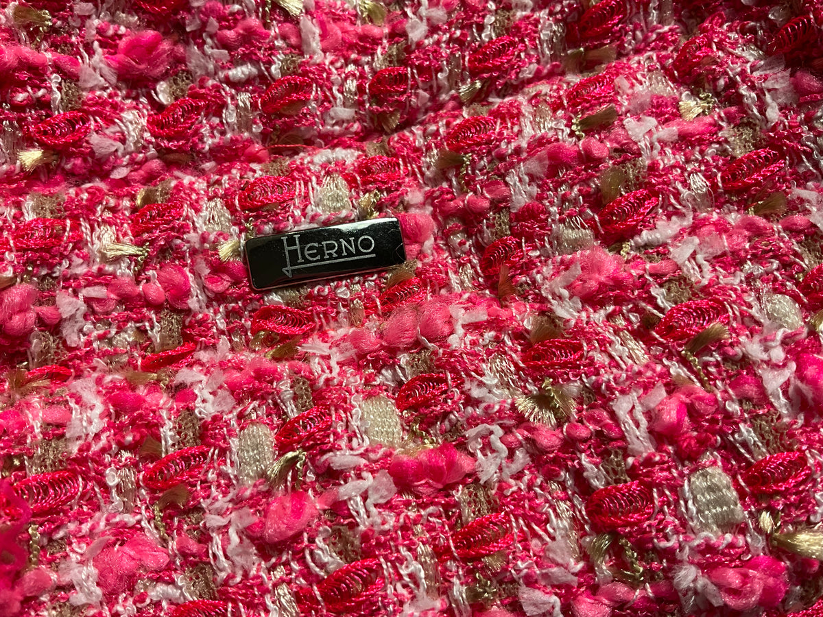 Herno Pink Tweed Bouclé Down Puffer Jacket – Size IT 42 ladies
