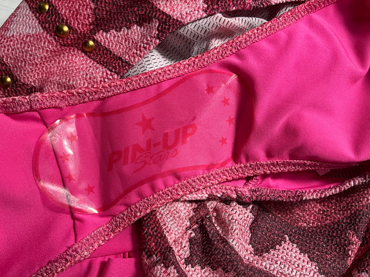 Pin Up Stars Pink & Burgundy Embellished Halter One-Piece Swimsuit – Size M ladies