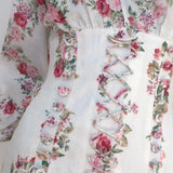 ZIMMERMANN HONOUR CORSET MINI DRESS FLORAL PRINT LINEN Size 2 ladies