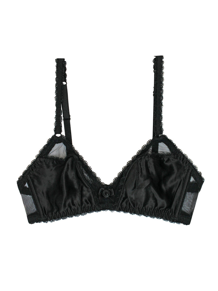 AGENT PROVOCATEUR SEXY BLACK KITTY SILK MIX SOFT CUP BRA SMALL ladies