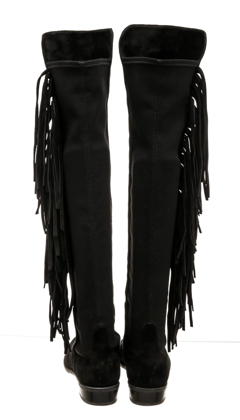 STUART WEITZMAN Suede Leather Mane Fringe Boots Size 38.5 UK 5.5 US 8.5 ladies