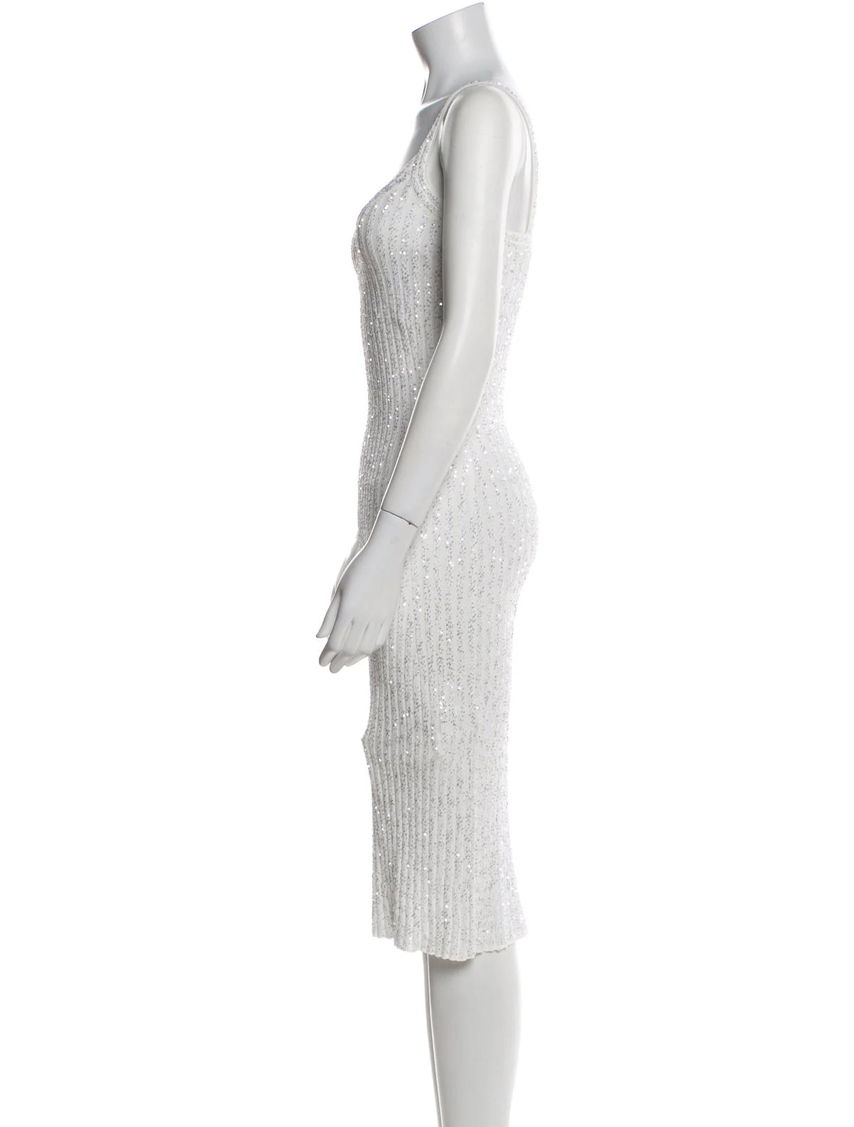 Missoni white Sequin-embellished ribbed-knit midi dress Size I 42 UK 10 US 6 ladies