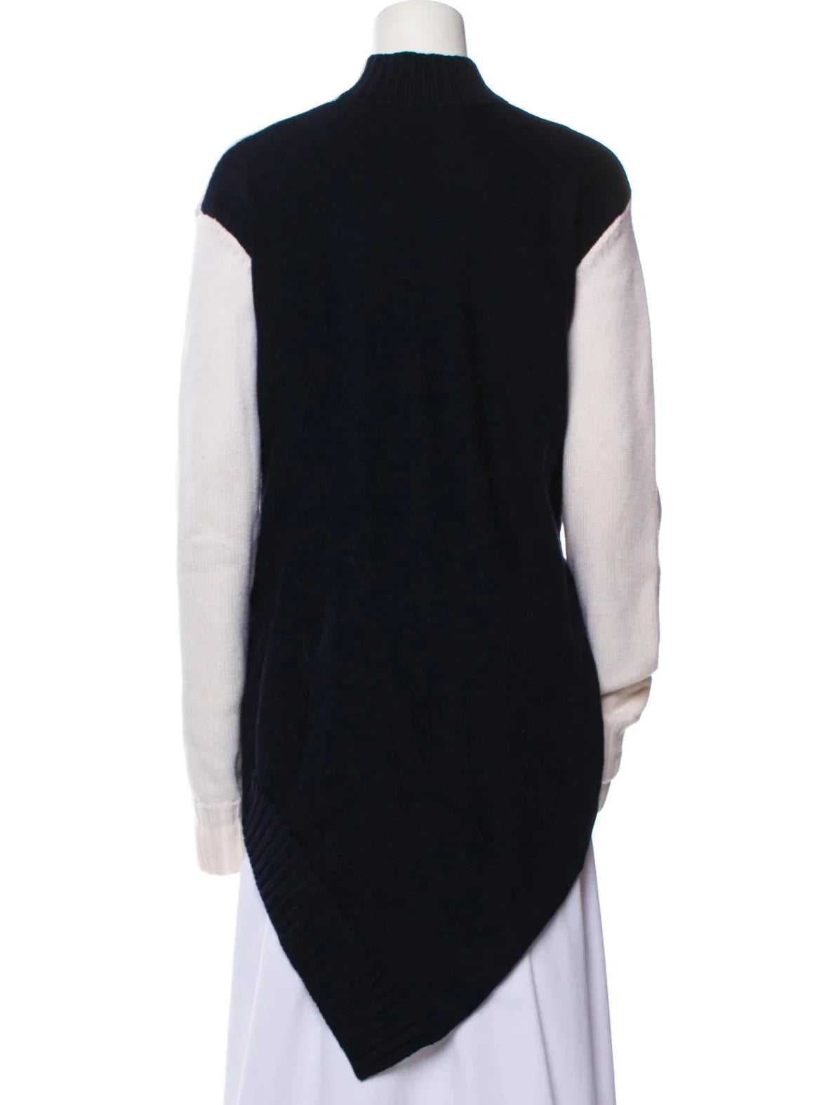 Monse Two Tone Wool Asymmetric Sweater In White & Navy Size XS ladies