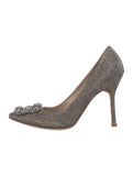 Manolo Blahnik HANGISI GLITTER PUMPS HEELS SIZE 36.5 LADIES