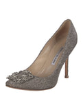 Manolo Blahnik HANGISI GLITTER PUMPS HEELS SIZE 36.5 LADIES