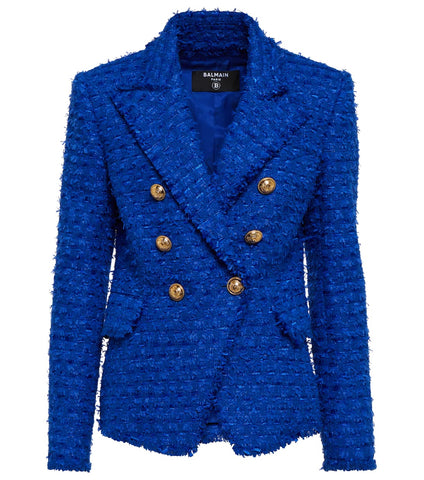 £3,940 Balmain 2022 double breasted bouclé tweed blazer jacket F 38 UK 10 US 6 ladies