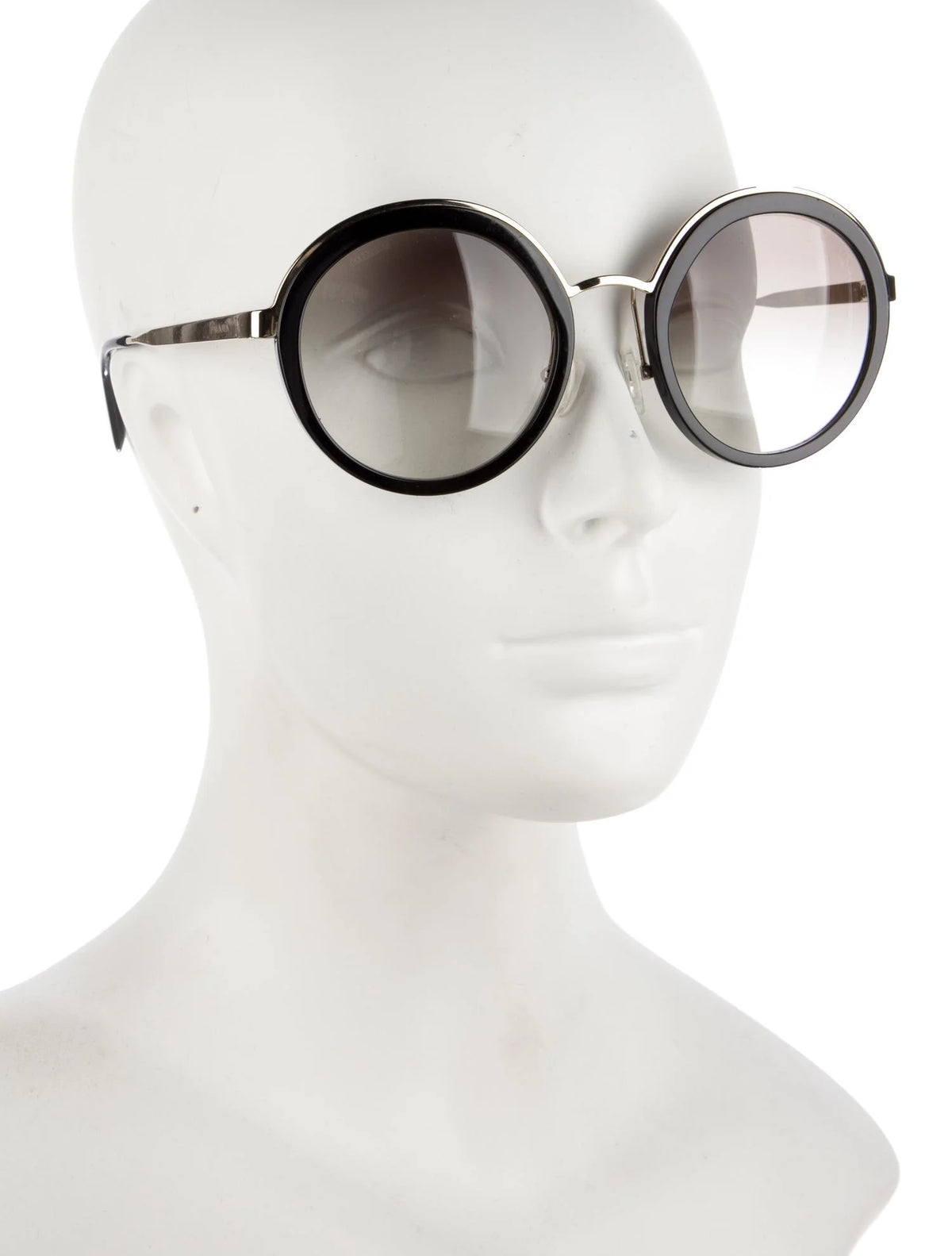 Prada Round Black Gold Oversized SPR50T 1AB-0A7 54-23-140 Sunglasses ladies