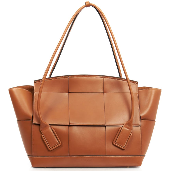 BOTTEGA VENETA French Calfskin Large Intrecciato Arco 33 Wood Brown Bag Handbag ladies