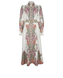 ZIMMERMANN NINETY-SIX SHIRT PAISLEY PRINT LINEN DRESS SIZE 1 S SOLD OUT ladies