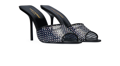 SAINT LAURENT Luz Crystal-Embellished PVC Leather Mules Size 37 UK 4 US 7 ladies