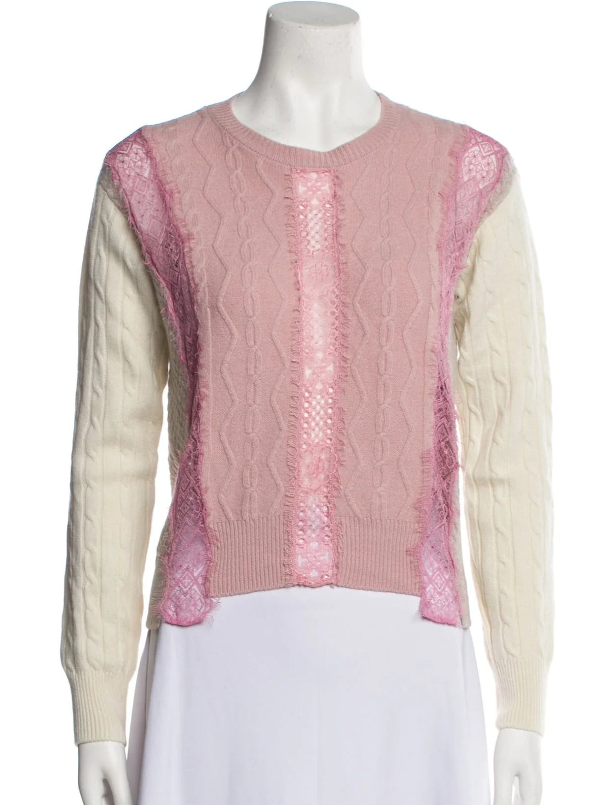 Stella McCartney Lace Insert Virgin Wool Cable Knit Sweater Size I 38 US 2 XS ladies