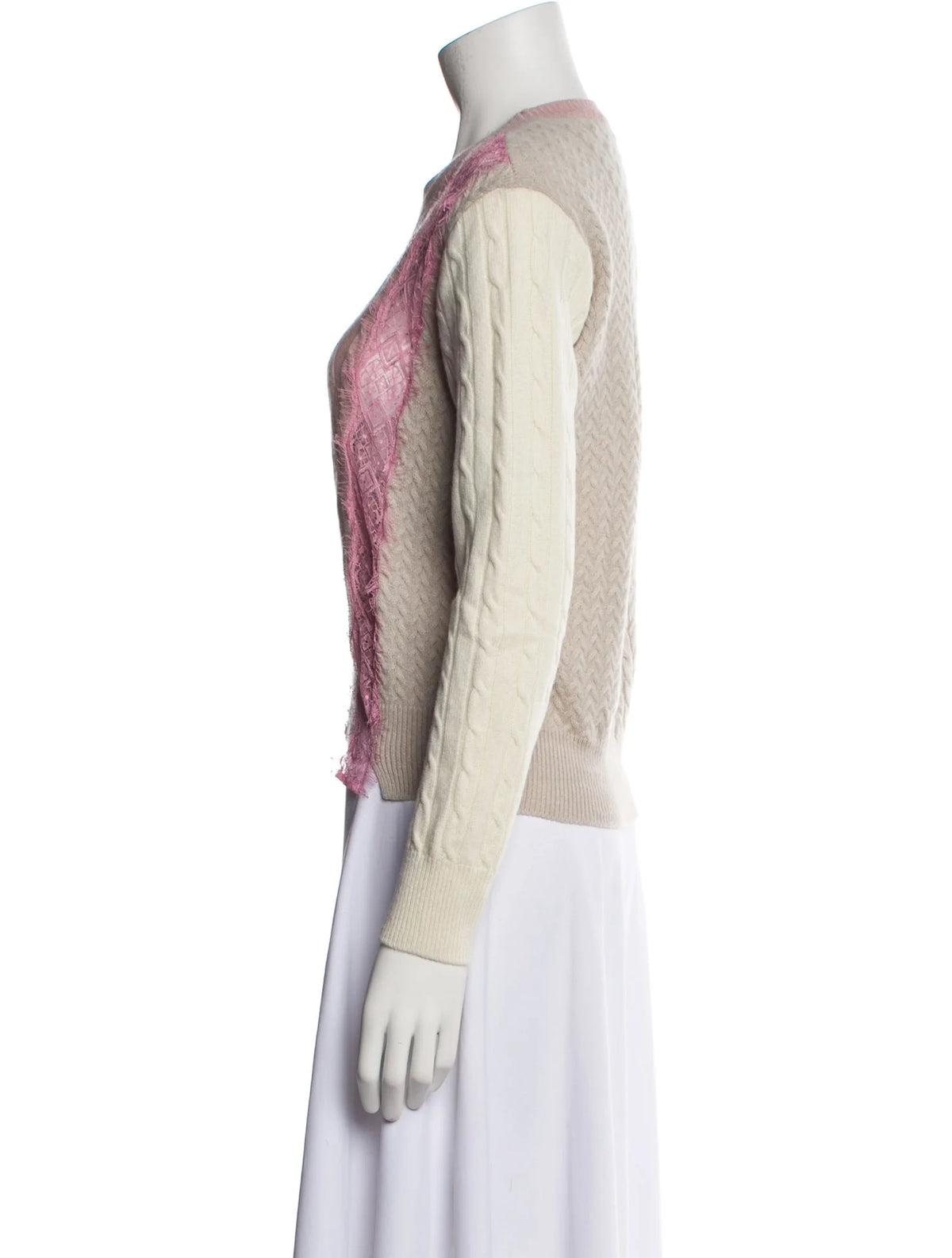 Stella McCartney Lace Insert Virgin Wool Cable Knit Sweater Size I 38 US 2 XS ladies
