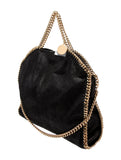 Stella McCartney Falabella Faux Leather Foldover Tote In Black With Gold Chain ladies