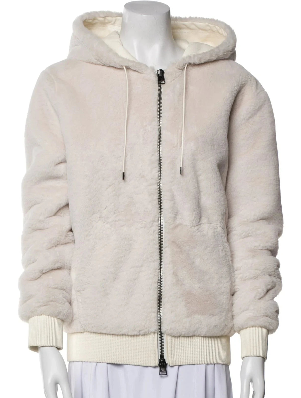 Tom Ford faux shearling fur bomber jacket with leather trim size XS ladies