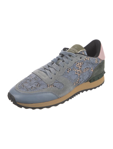 Valentino Rockrunner Lace Suede Printed Trainers Size 38 UK –