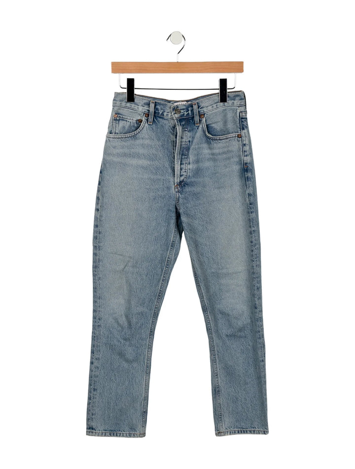 AGOLDE Riley cropped high-rise straight-leg organic jeans Size 26 ladies