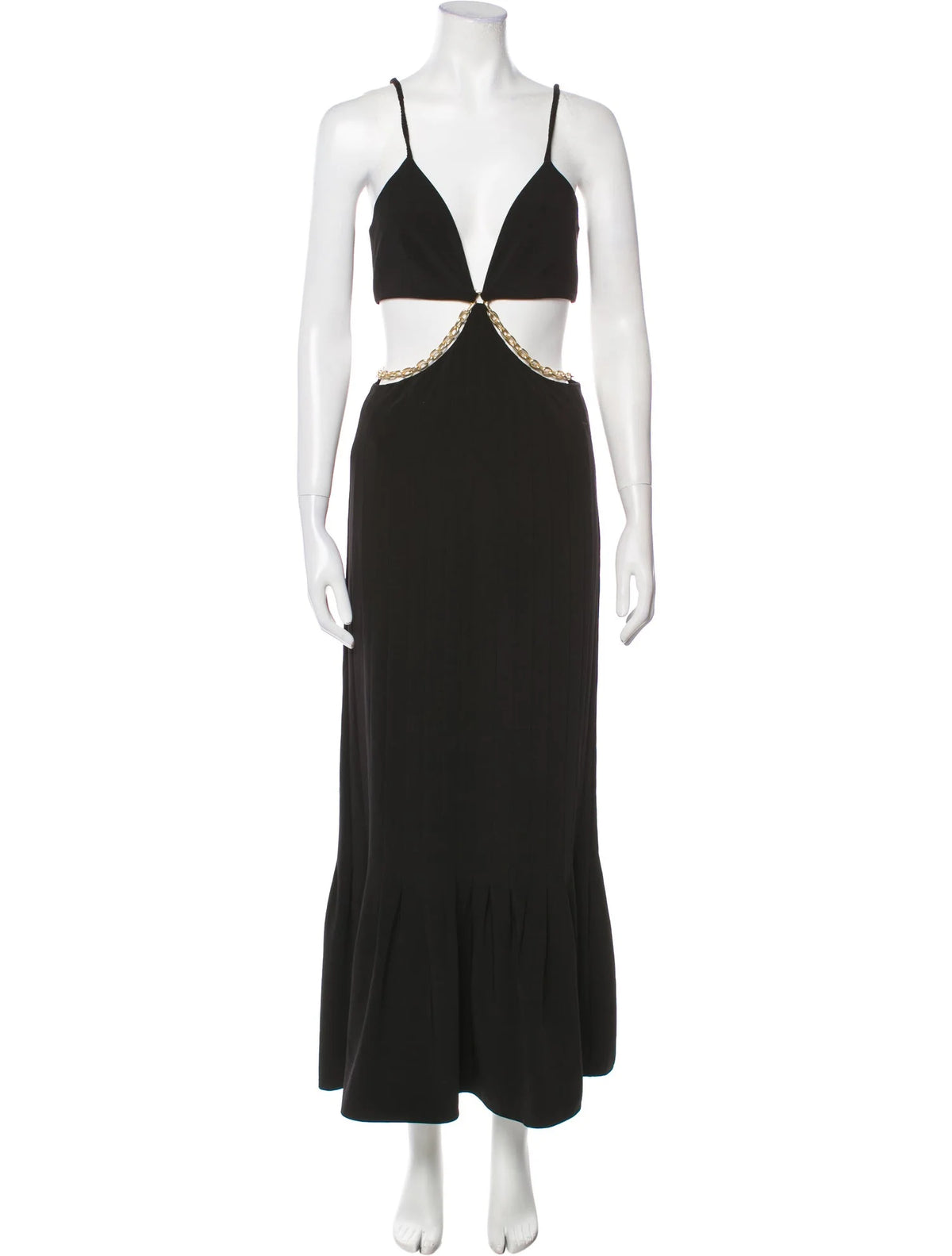 Jonathan SIMKHAI Ayla Chain-embellished Cutout Recycled Crepe Midi Dress Black 8 ladies