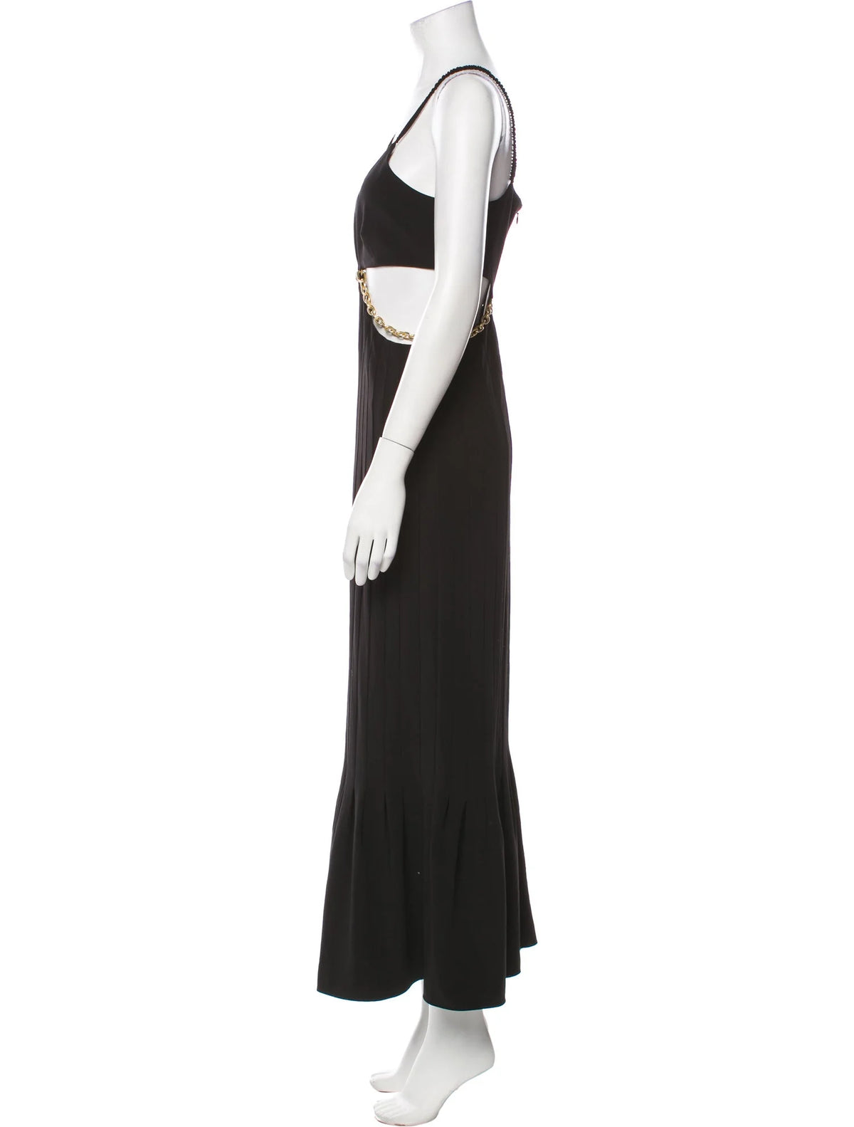 Jonathan SIMKHAI Ayla Chain-embellished Cutout Recycled Crepe Midi Dress Black 8 ladies