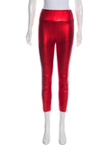 Sprwmn Red Metallic Leather High-Waisted Leggings Pants Trousers Size S small ladies