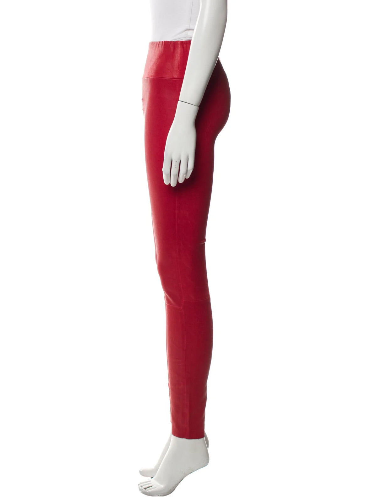 Sprwmn Red Leather High-Waisted Leggings Pants Trousers Size S small ladies