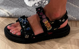 Christian Dior Technical Fabric Petites Fleurs Print Dioract Sandals Size 37.5 Ladies
