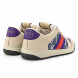 Gucci Calfskin Lame GG Monogram Web Womens Screener Sneakers Size 39 ladies