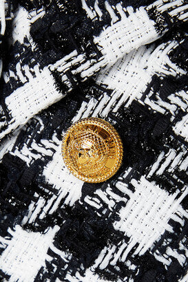 Balmain 2023 Double-breasted Houndstooth Tweed Jacket Blazer Size F 40 UK 12 ladies