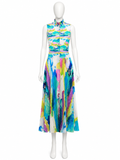 Sara Roka Womens Printed Pleated Dress size I 44 UK 12 US 8 ladies