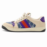 Gucci Calfskin Lame GG Monogram Web Womens Screener Sneakers Size 39 ladies