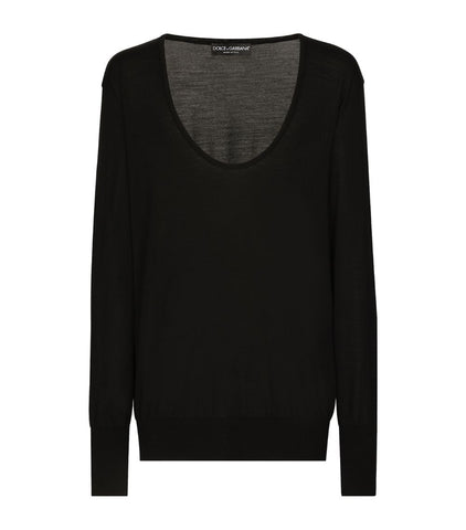 Dolce & Gabbana Black Virgin Wool Scoop Neck Sweater Jumper Pullover I 38 XS ladies