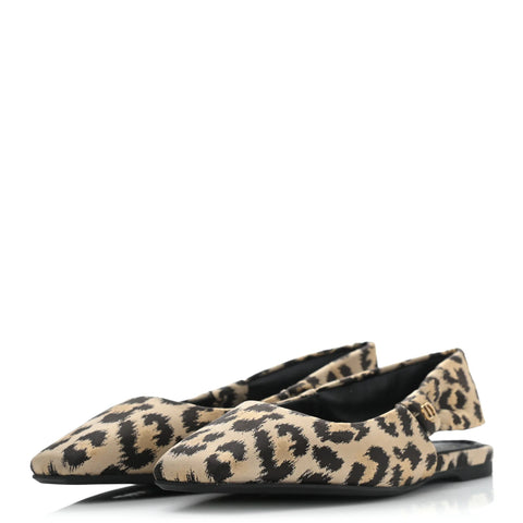 CHRISTIAN DIOR Nylon Leopard Print Mizza Slingback Flats Size 38.5 ladies