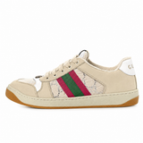 Gucci Calfskin Lame GG Monogram Web Womens Screener Sneakers Size 39 ladies