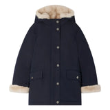 Bonpoint Giordana parka with fur lining Navy Winter Coat Jacket Size 10 years CHILDREN