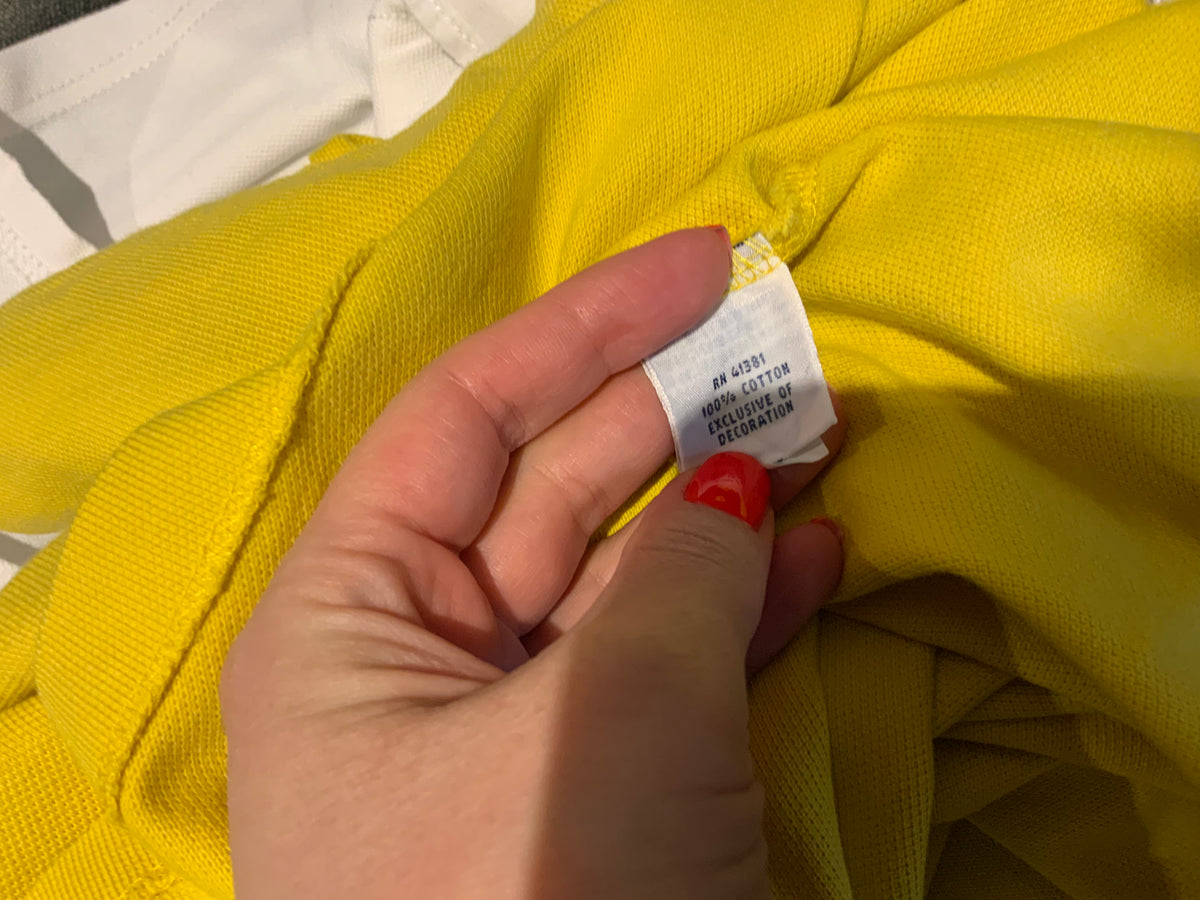 $280 Polo RALPH LAUREN Big Pony Polo T shirt Top Size M medium yellow & white men