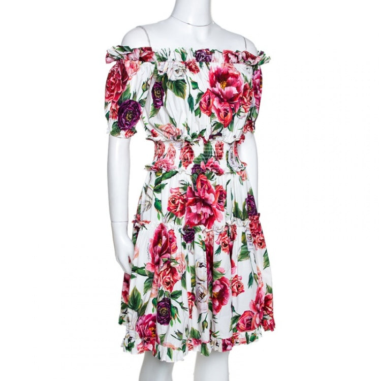 Dolce & Gabbana Off-The-Shoulder Peony Floral Dress Size I 40 UK 8 US 4 S small ladies