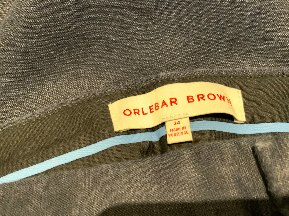 ORLEBAR BROWN Navy Griffon Slim-Fit Linen Trousers Pants Size 34 men