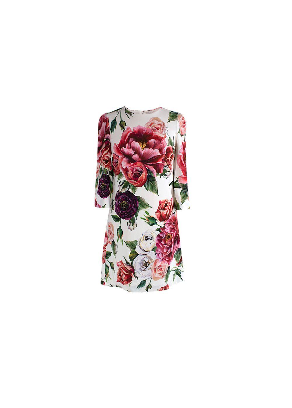DOLCE & GABBANA Peony Roses print cady A-line dress Size I 36 UK 4 US 0 ladies