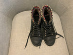 CHANEL Interlocking CC Logo Tweed Trim High Trainers Sneakers Boots SIZE 38 ladies