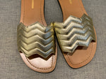 Nicholas Kirkwood Gold Metallic quilted leather Slides Sandals Size 38 UK 5 US 8 ladies