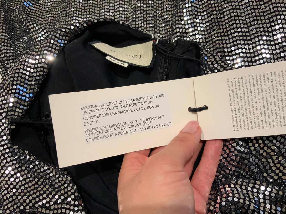GUCCI Metallic Silver Dress Gown Size S small ladies