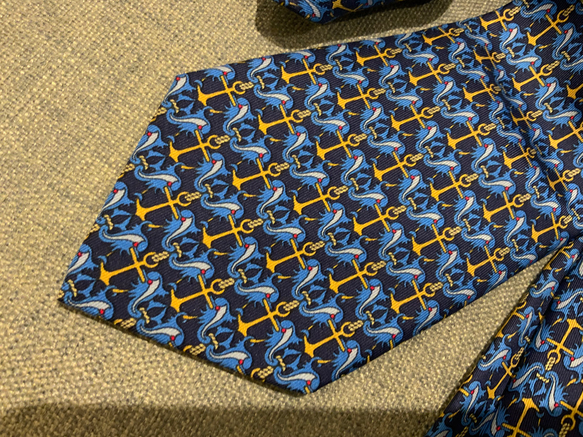 Hermès HERMES Paris Tie 7238 MA Color - Anchors Blue Neck Tie men