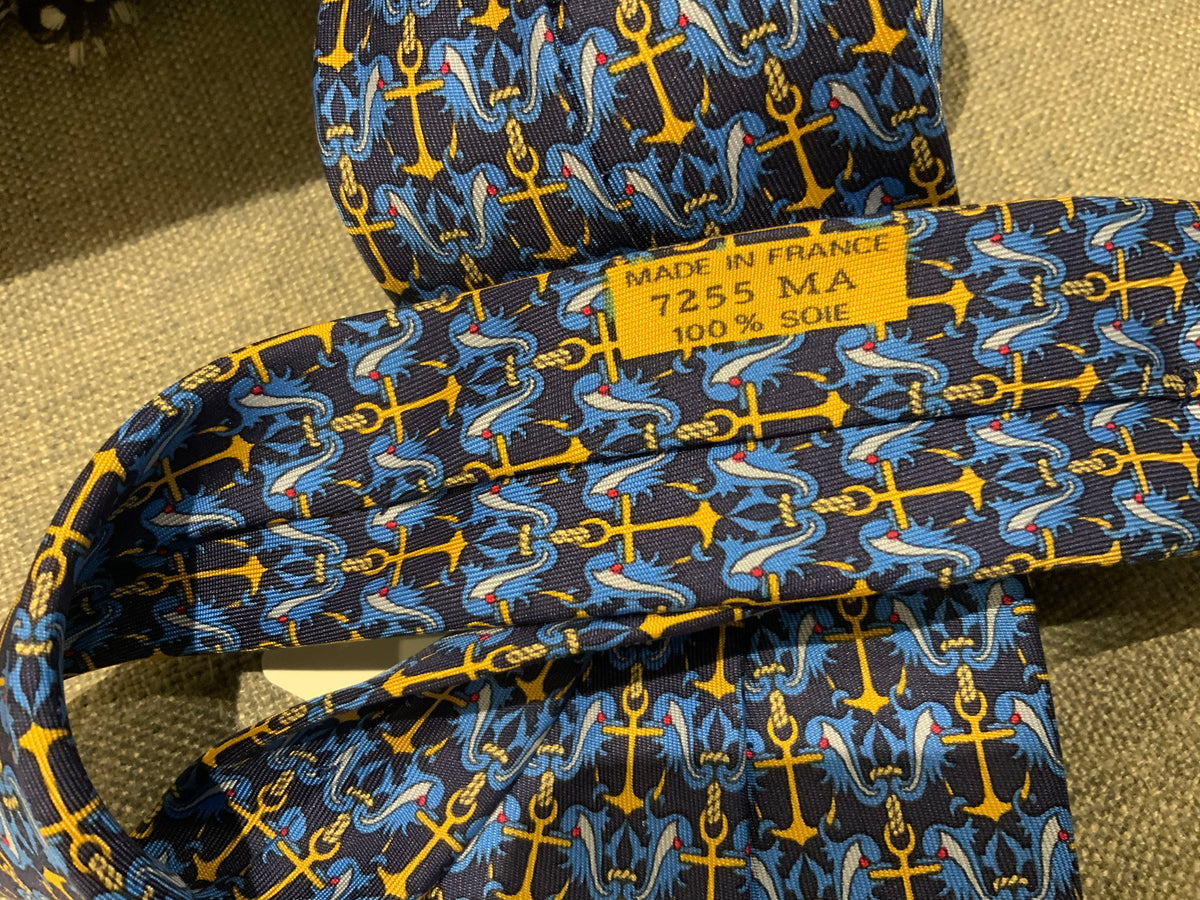 Hermès HERMES Paris Tie 7238 MA Color - Anchors Blue Neck Tie men