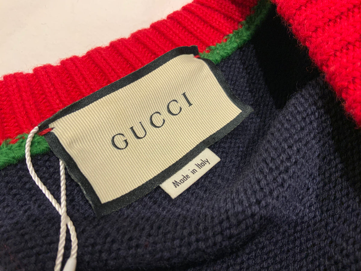 Gucci NY Yankees navy alpaca knit cardigan sweater jumper size 3XL men