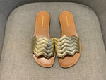 Nicholas Kirkwood Gold Metallic quilted leather Slides Sandals Size 38 UK 5 US 8 ladies