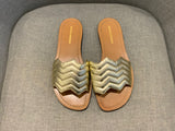 Nicholas Kirkwood Gold Metallic quilted leather Slides Sandals Size 38 UK 5 US 8 ladies